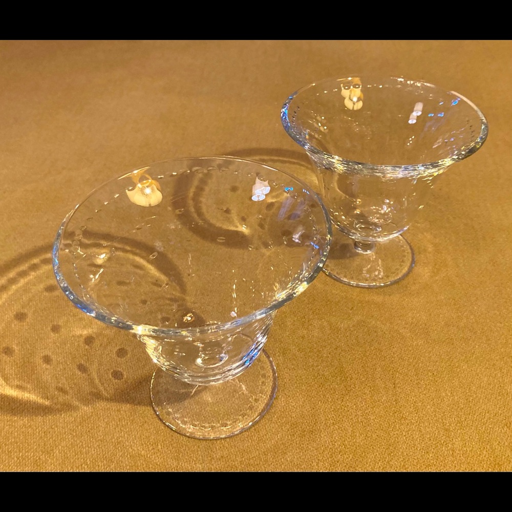 Marc Jacobs, Wedgwood crystal pair fluted dessert glasses or champagne coupe